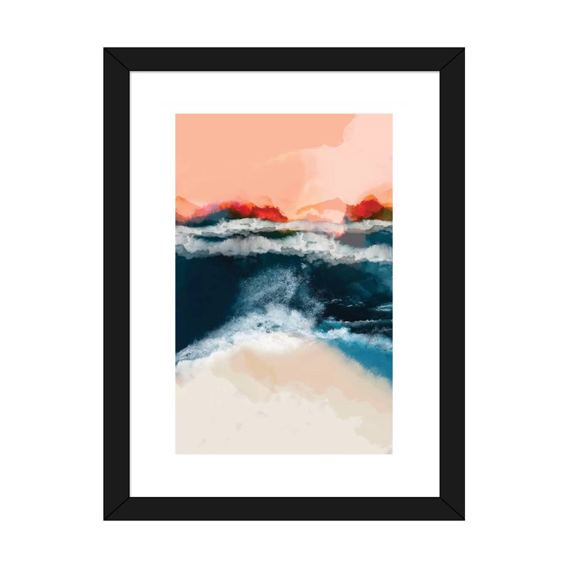 «Waterw World I» par Ana Rut Bré - impression d'art graphique, H 32 po x l 24 po x P 1 po, Papier encadré noir, Blanc