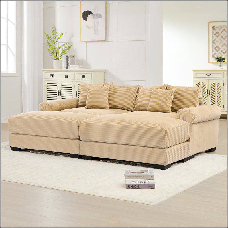 Canapé modulaire surdimensionné de 92 po Cloud, Chameau, 2, H 34,2 po x l 92 po x P 33,8 po