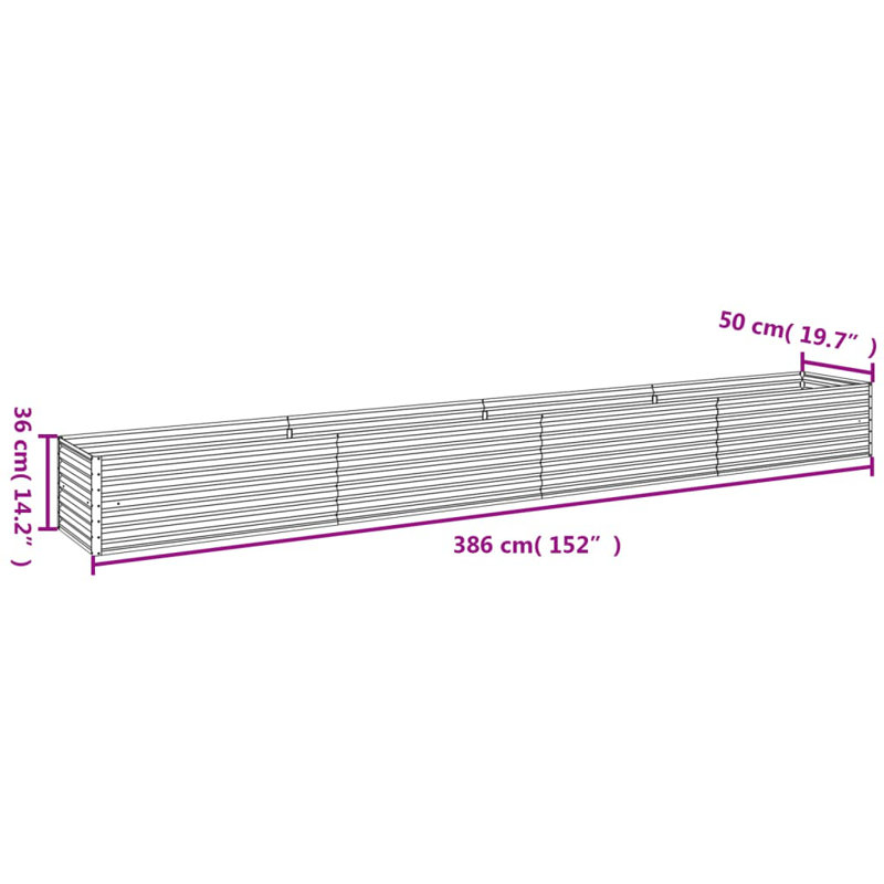 Almarene Metal Raised Garden Bed, 36cm H x 386cm W x 50cm D