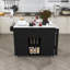 Chariot mobile pour îlot de cuisine 74,8 po, table de salle à manger extensible avec plateau en placage de marbre, prise de courant intégrée, armoire de rangement roulante pour la salle à manger