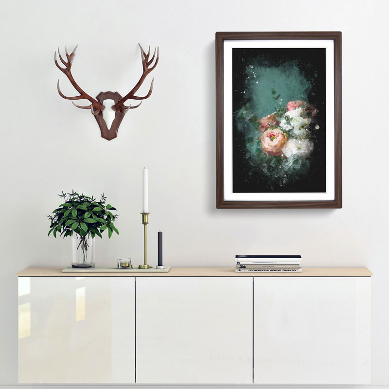 Bouquet of Flowers - Picture Frame Painting Print, 63cm H x 45cm W x 2cm D, Walnut Framed