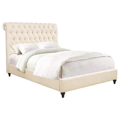 Clemence Beige Tufted Upholstered Queen Bed