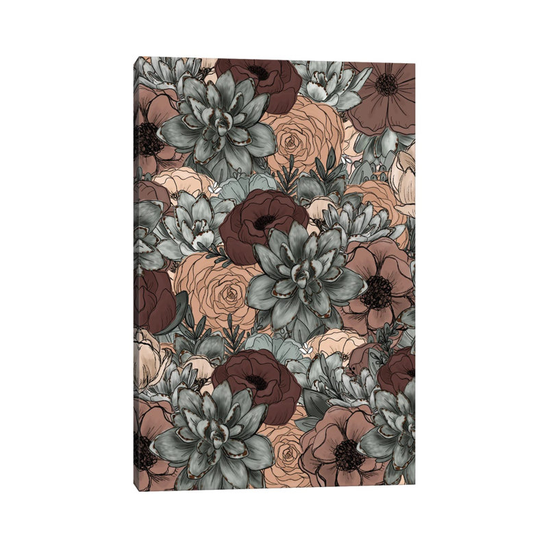 Moody Succulent Florals by Katie Bryant - Wrapped Canvas Painting, 30.48 cm H x 45.72 cm W