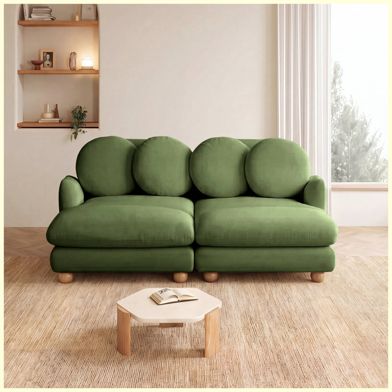 Canapé Comfy en chenille, canapé 2 places profond avec 4 coussins décoratifs, structure en bois massif pour le salon, la chambre à coucher, vert