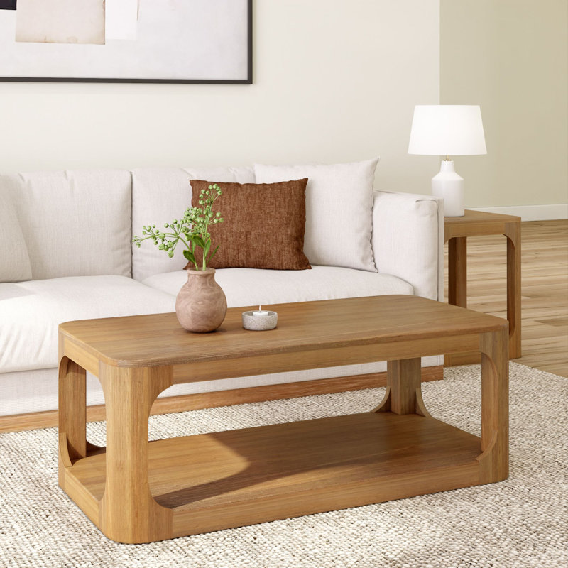 Jasmarie 4 Legs Coffee Table with Storage, 17.75" H x 48" L x 24" W, Pecan