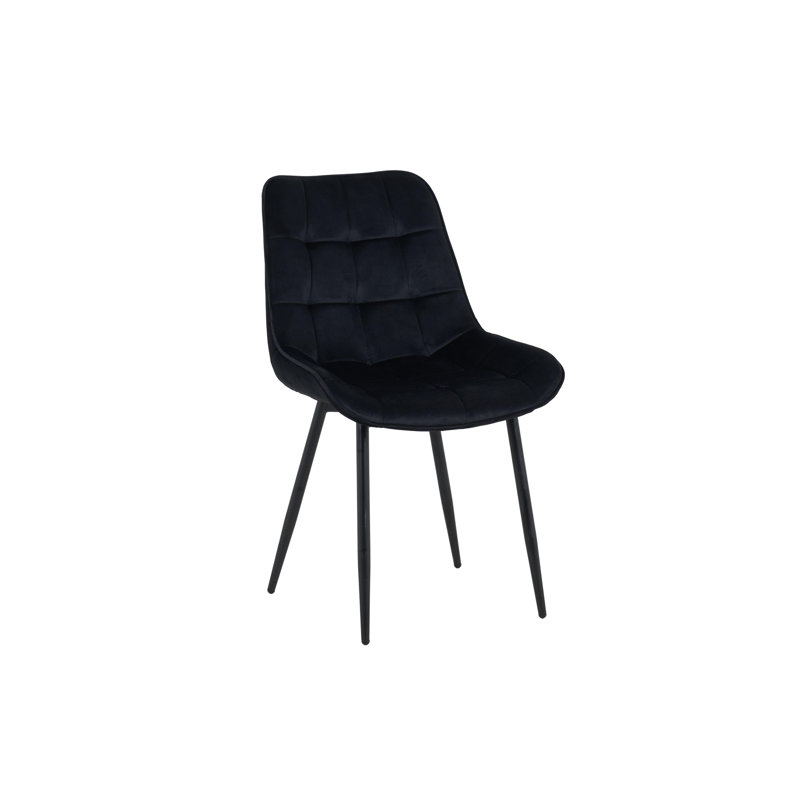 47cm H Velvet Upholstered Metal Side Chair, Black