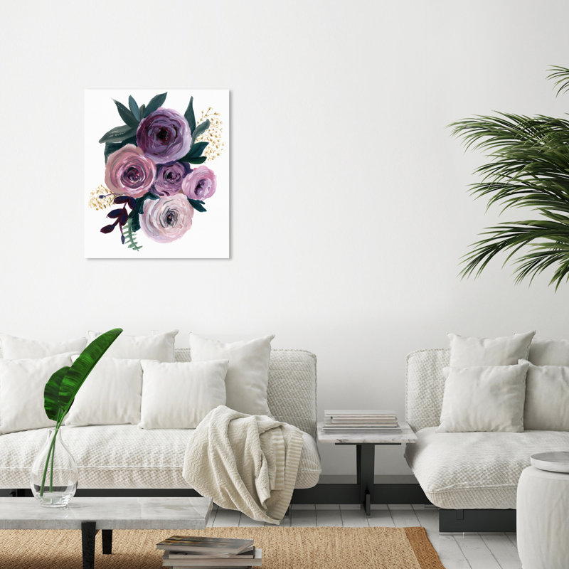 " Floral And Botanical Purple Ranunculus Florals " Painting Print, 30" H x 24" W x 1.5" D