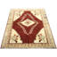 Tapis unique en laine noué à la main des années 1960 de 5 pi 7 po x 7 pi en rouge / ivoire / orange