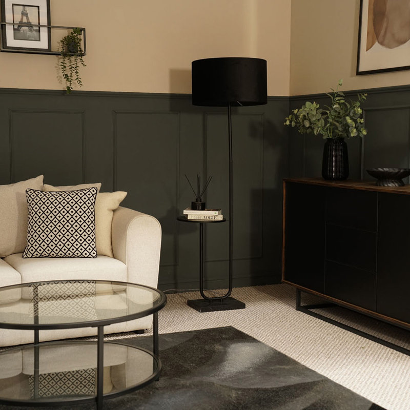 Replogle Matte Tray Table Floor Lamp Set, No, Black, Black