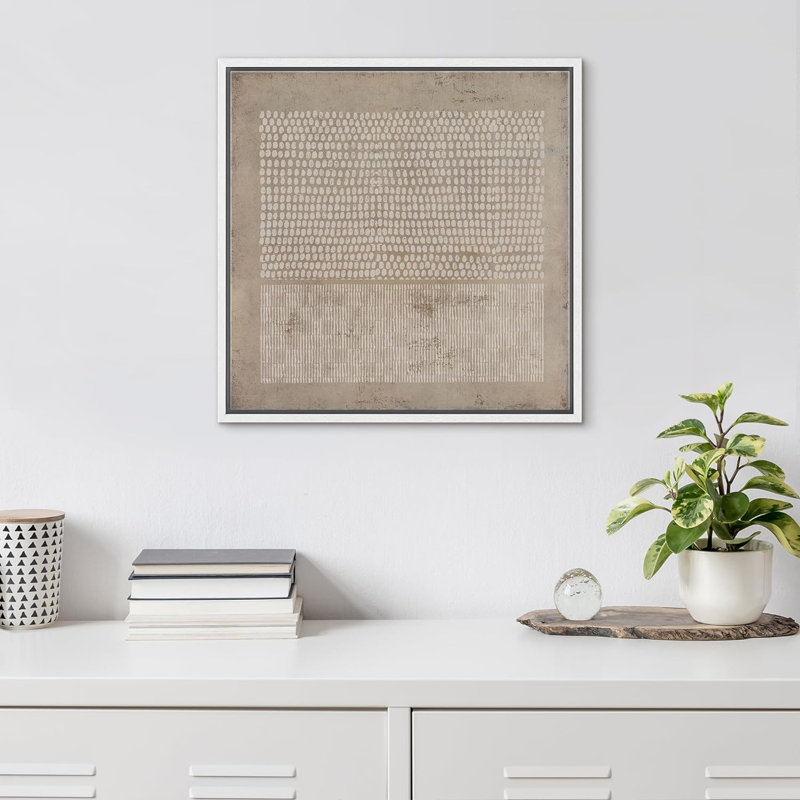 Motif géométrique abstrait pastel foncé de Gunge - Reproduction de cadre flottant sur toile, Blanc