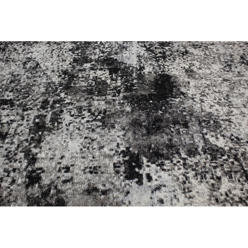 Machine Washable Bridget Gray/Black Rug, Runner 2'6" x 8'