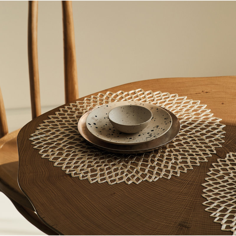 Dahlia Vinyl Solid Colour Round Placemat, Champagne