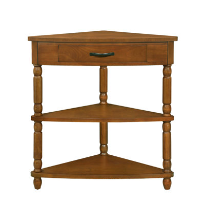 33.8'' Small Triangle Corner Table, Wood Corner Side Table With Solid Wood Legs