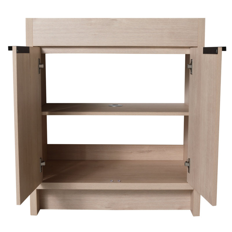  Meuble-lavabo autoportant de 30 po avec lavabo en céramique blanche et 2 portes d'armoire à fermeture en douceur
