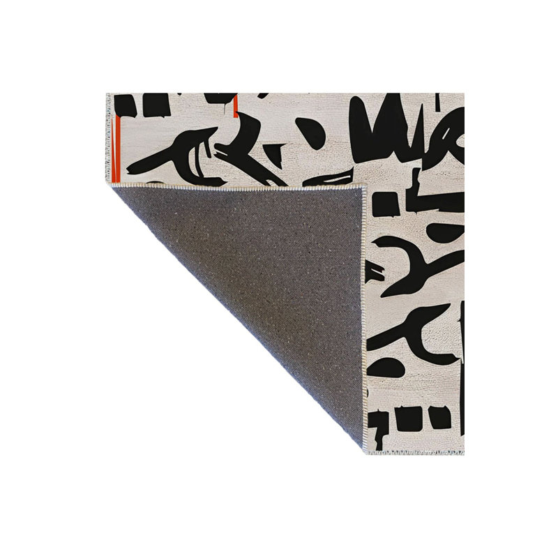 Tapis décoratif noir à motif texturé noir, Tapis de couloir 2 pi 6 po x 6 pi 7 po inclus