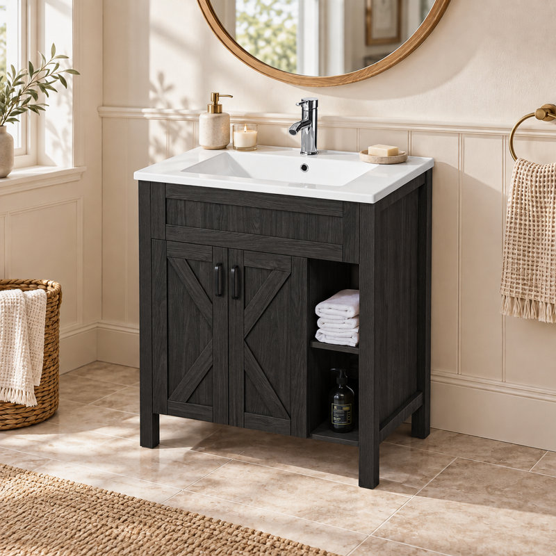 Freestanding Standard With Resin Top, Noir