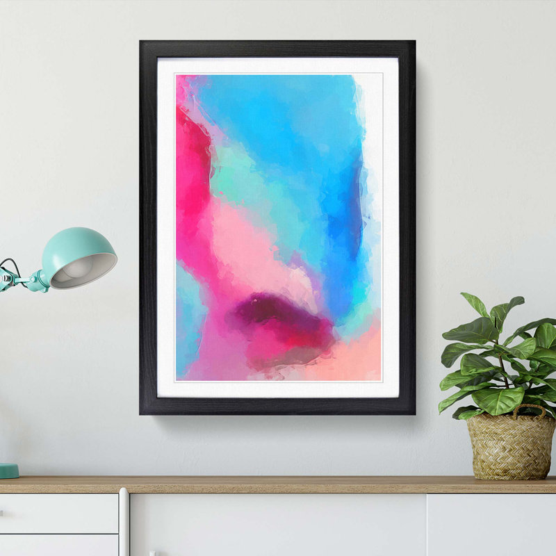Fusion of Colour in Abstract - Picture Frame Painting Print, 36cm H x 27cm W x 2cm D, Black Framed