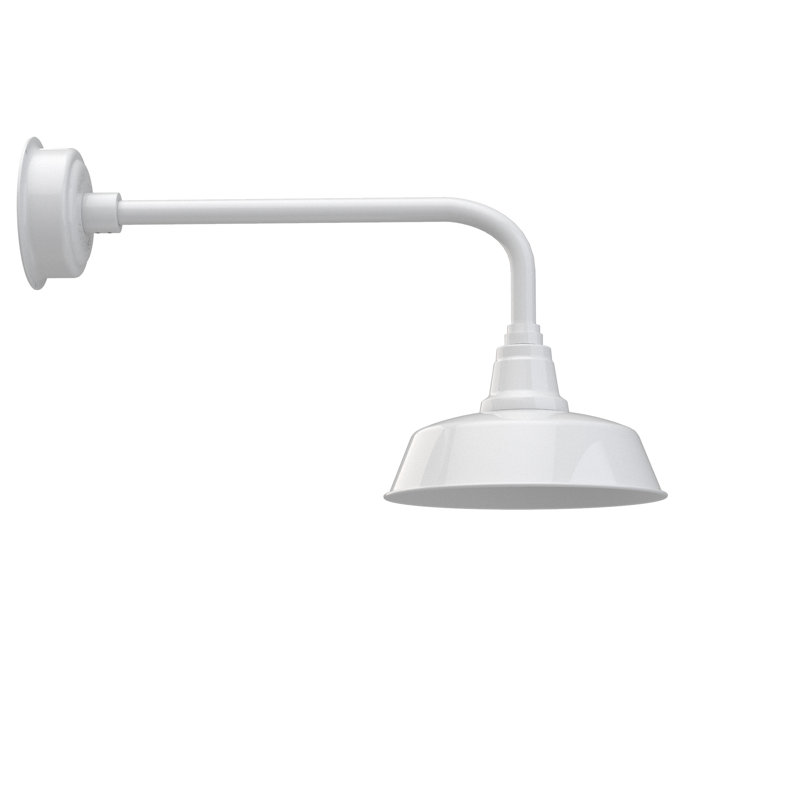 Luminaire de grange d’extérieur à del Vandervliet, Blanc, 15.125" H x 28.25" W x 12.25" D