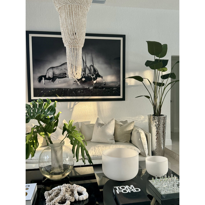 Faux Bird Of Paradise Tree in Metal Planter, Silver, 90" H x 40" W x 24" D