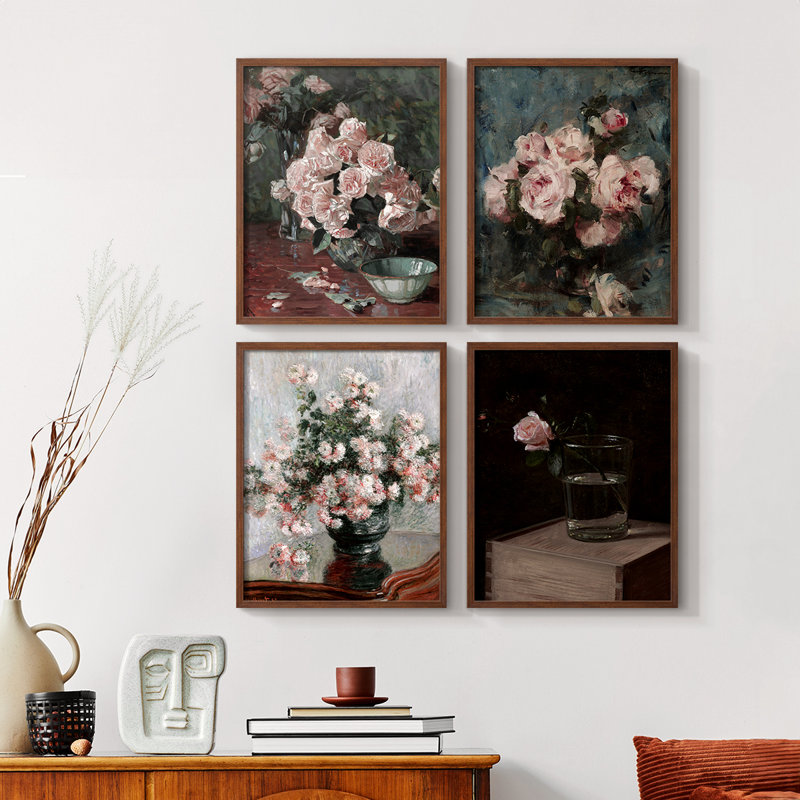 «Vintage Floral Print», impression encadrée CCL XXVI - ensemble de 4, H 10 po x l 32 po