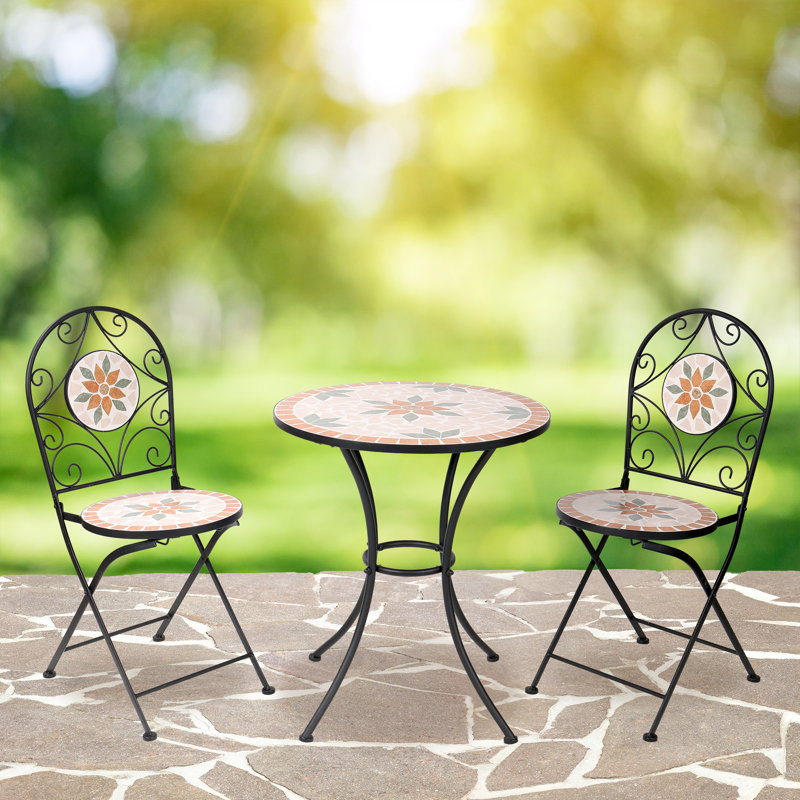 Bistro Table And Chairs Set Of Alpine 3-Piece Mosaic Bistro Set