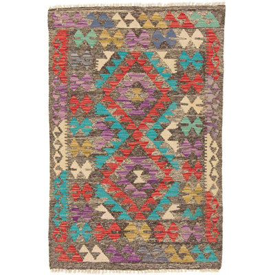 Rectangle 79 cm x 121 cm Geometric Hand Woven Kilim Area Rug