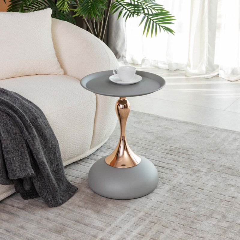 Table d'appoint ronde Mermaid Tail, Gris mat