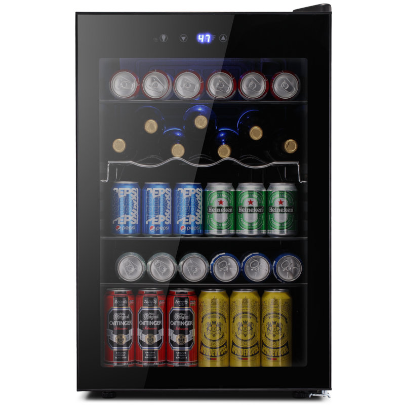 20.3"W 4.4 Cu.ft Mini Fridge, 37 Bottles/145 Cans,Beverage Fridge with Touch Control, 32-61℉, <38dB, LED, Removable Shelves, Stainless Steel Frame