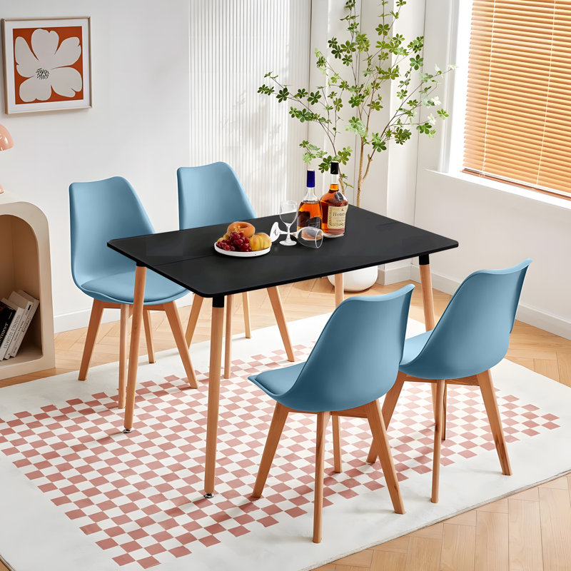 Nero 4 - Person Dining Set, Black, Air Force Blue