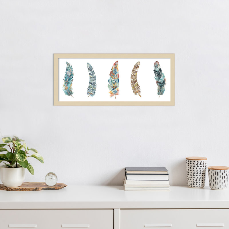 Impression sur bois Tribal Feathers par Tre Sorelle Studios, H 11 po x l 25 po