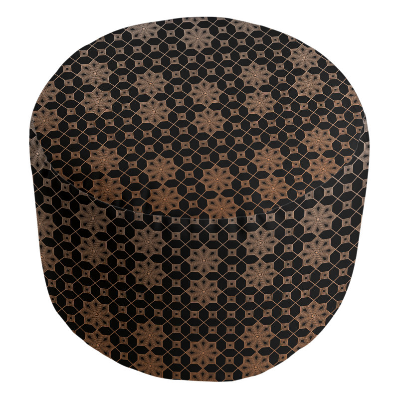 Leffel Upholstered Pouf, Black/Brown