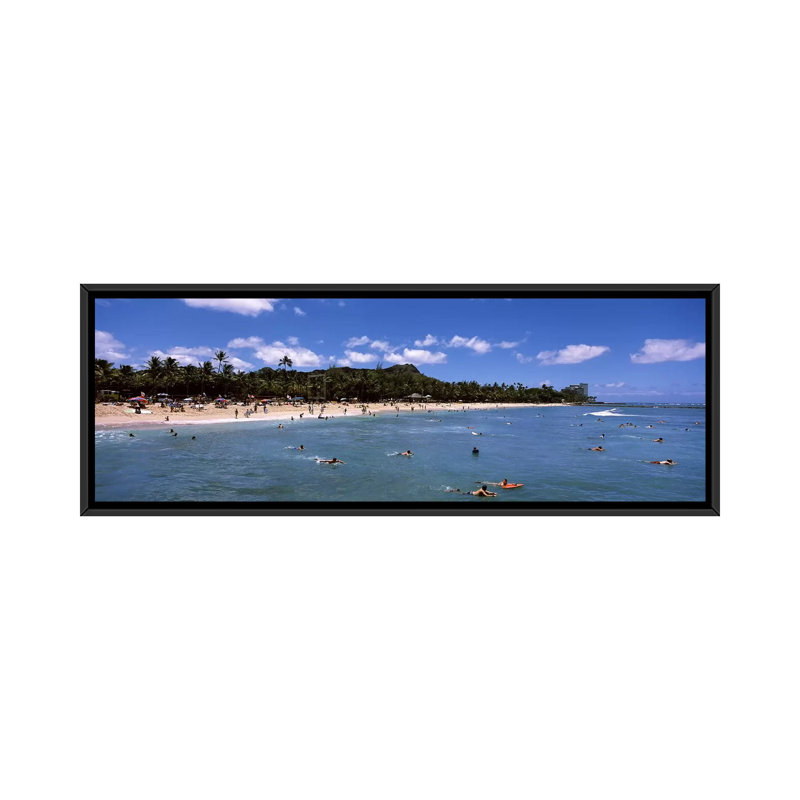 Plage panoramique de Waikiki, Honolulu, Oahu, Hawaï, reproduction de photo sur toile, H 12 po x l 36 po x P 1,5 po