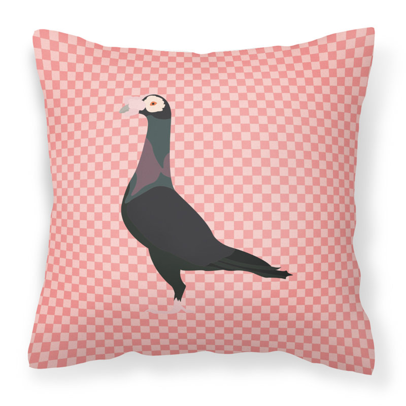 Coussin décoratif d’extérieur à vérifier english carrier, 18 po x 18 po, Rose