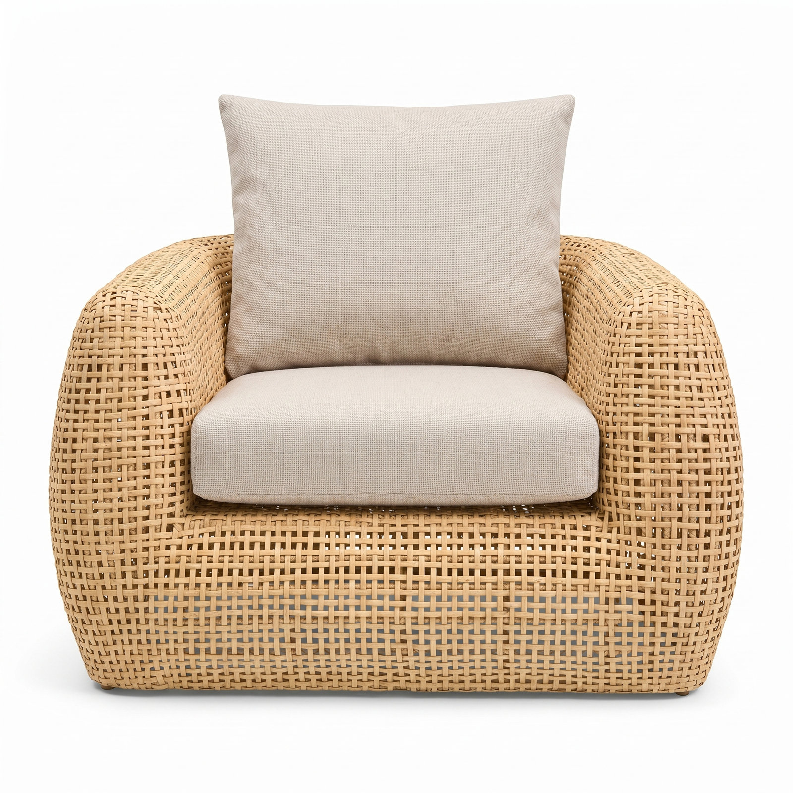 Sydney Outdoor Wicker Patio Club Chairs with Sunbrella Cushions (Set of 2), Olefin Linen