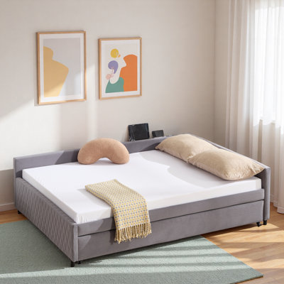 Upholstered Daybed With Trundle And Usb