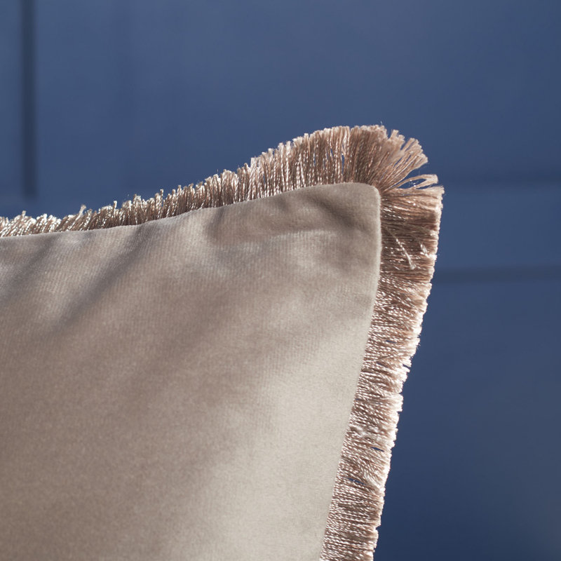 Grey Faux-Fur Fringe Square Throw Pillow