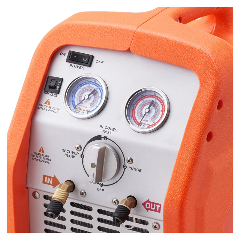 3/4 HP Portable Refrigerant Recovery Machine - High Efficiency HVAC AC Recycle Tool with Auto Shutoff & Self-Cleaning for R134A, R22, R410A