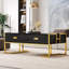 Table basse moderne moderne noire avec 4 tiroirs et base dorée de 47,3 po-214101013