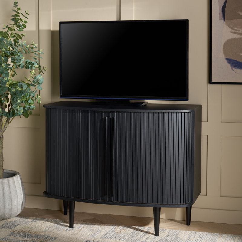 Sabby Tambour Door Compact Tv Stand, Black