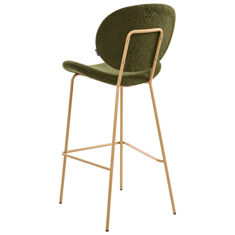 Luana Upholstered Counter Stool with Metal Frame, Dark Green