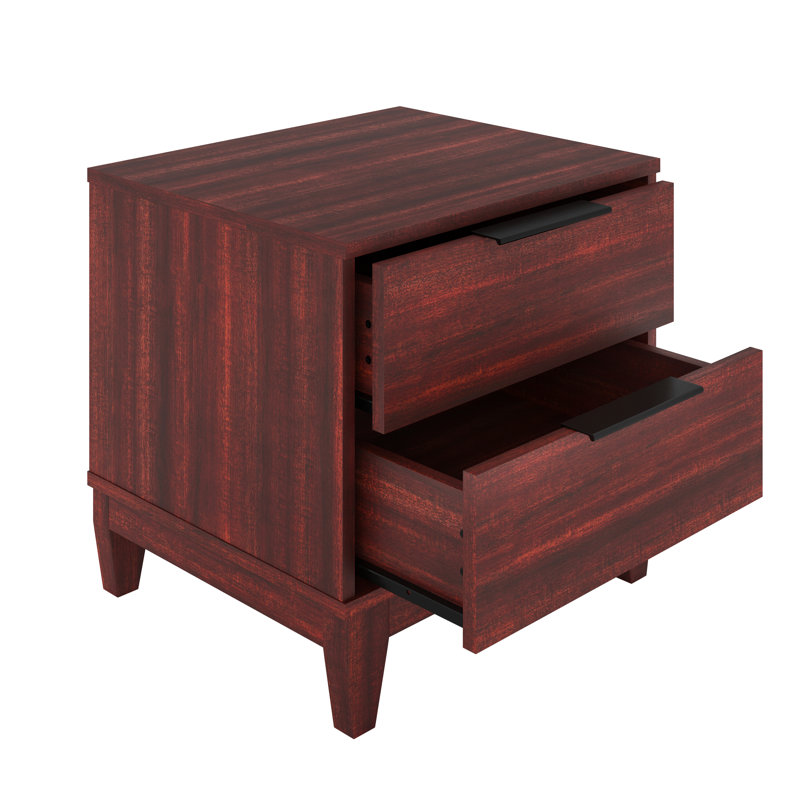 Boyd Sleep Mackay Modern Double Drawer Nightstand, Cherry