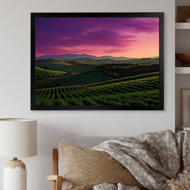Impression sur toile Tuscany Twilight I, H 16 po x l 32 po, Cadre photo blanc