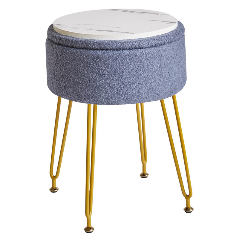 Ahilan Metal Accent Stool, Slate Blue