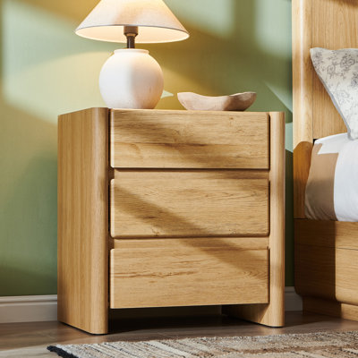 Grande table de chevet moderne de 25 po avec station de charge et 3 tiroirs de rangement Bolanos