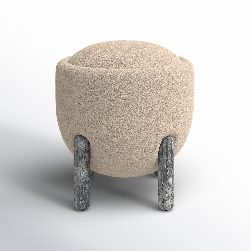 Leonor Upholstered Ottoman, Black, Light Brown Boucle