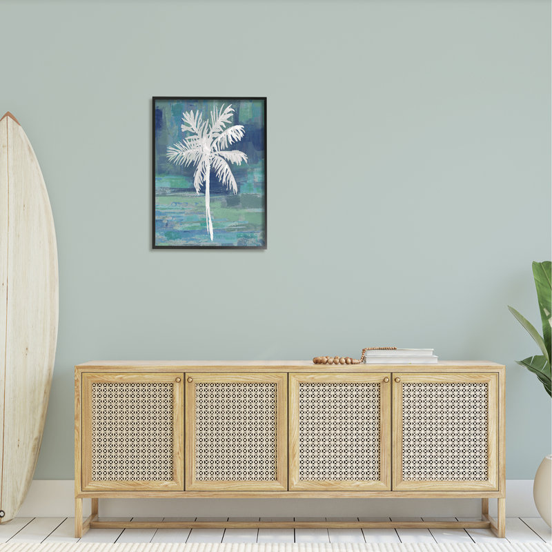 «White Palm Tree Leaves» par Kristen Dew - impression, L 24 po x H 30 po, Giclée encadrée noir minuit