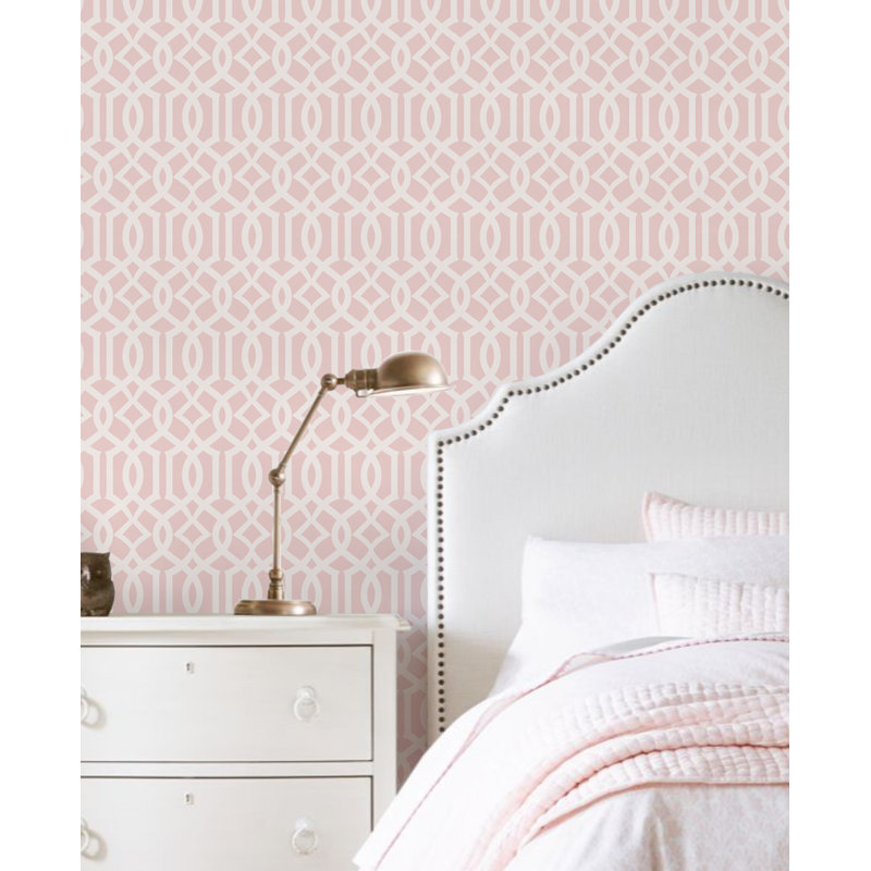 Papier peint adhésif moderne en treillis, Rose