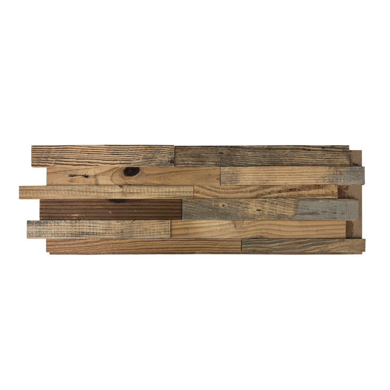 Ensemble de 6 panneaux muraux 3D avec planches de bois véritable récupérées de style rustique (7,75 pieds carrés)