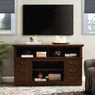  Farmhouse Rustic TV Stand, Wood Entertainment Centre with Cable Management