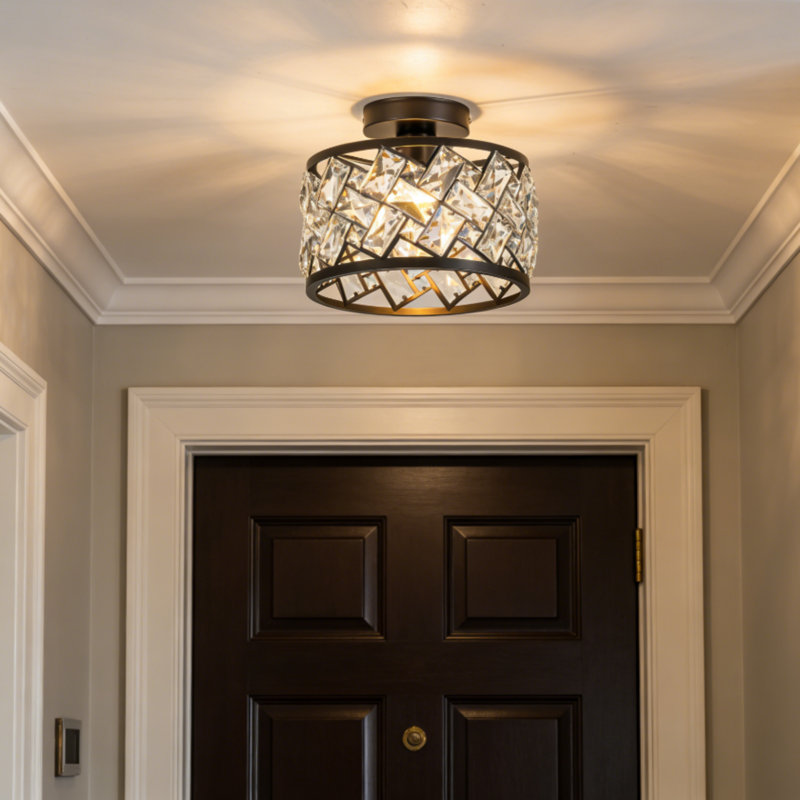 Plafonnier semi-encastré en cristal noir